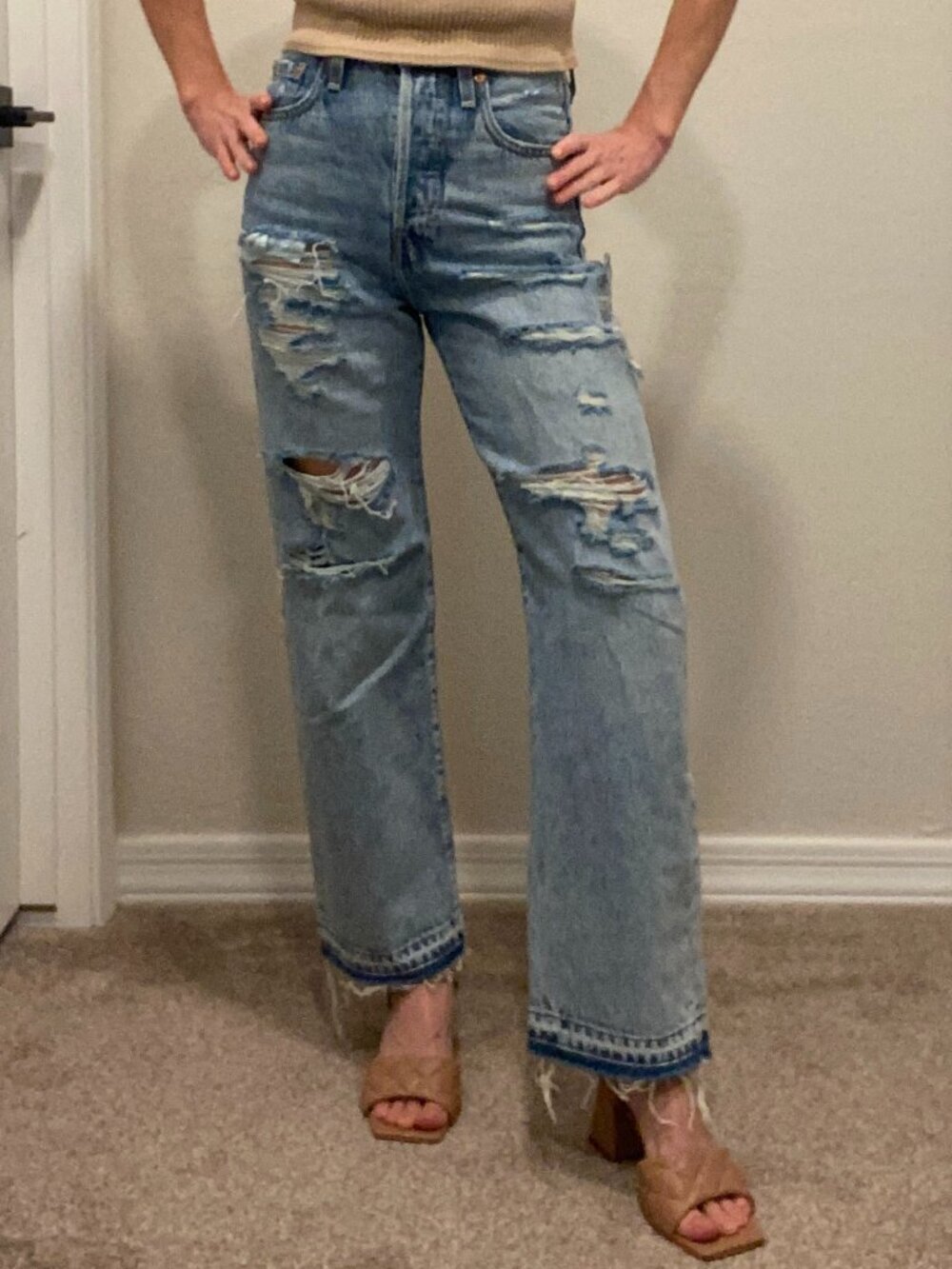 Levi's Ribcage Ultra High Rise Straight Ankle Jeans 24 NWT Distressed 90s Denim - Picture 5 of 15